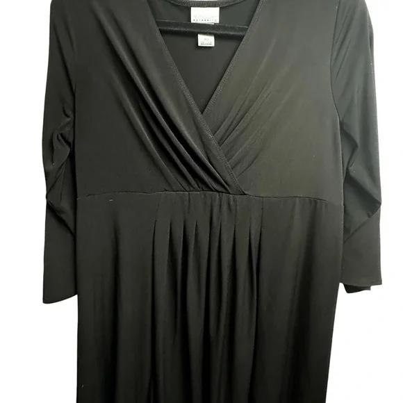 Motherhood Maternity Dress Sz Large Black Long Sleeve Stretch Waist Tie - Picture 4 of 11